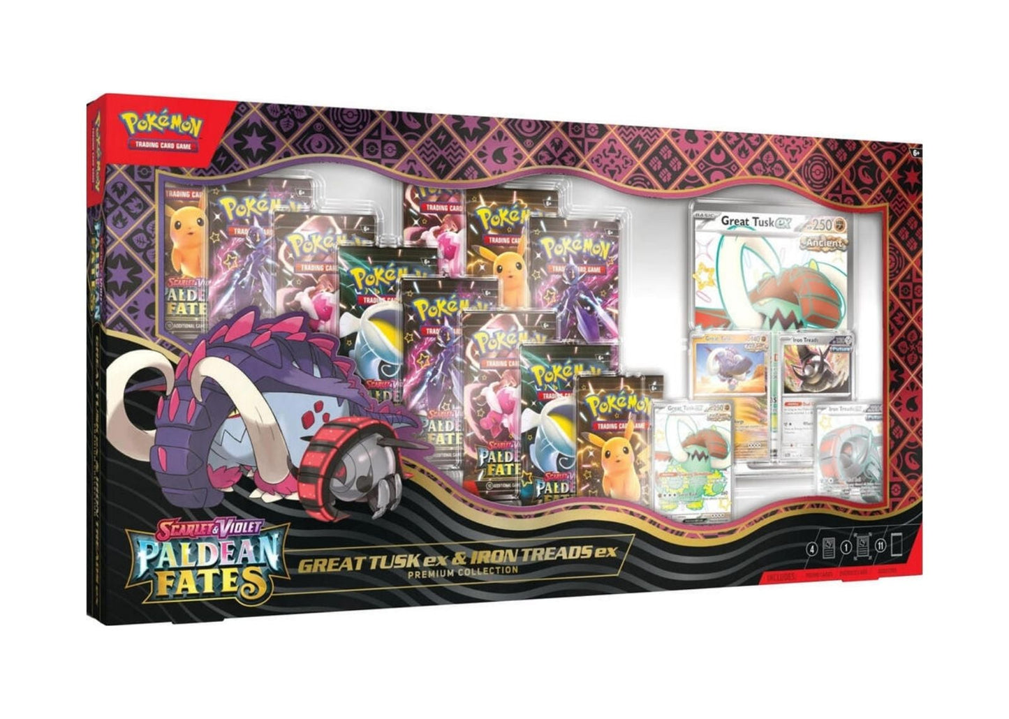 2025 Pokémon Scarlet & Violet Paldean Fates Great Tusk ex & Iron Treads ex Premium Collection Box