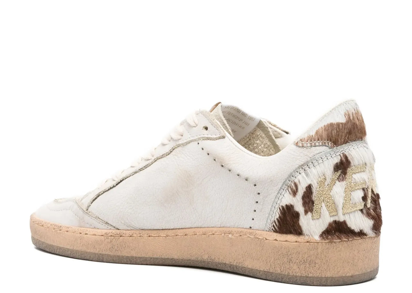 Ball-Star Dirty White Leather Coffee Suede Star Animal Heel Platform (W)