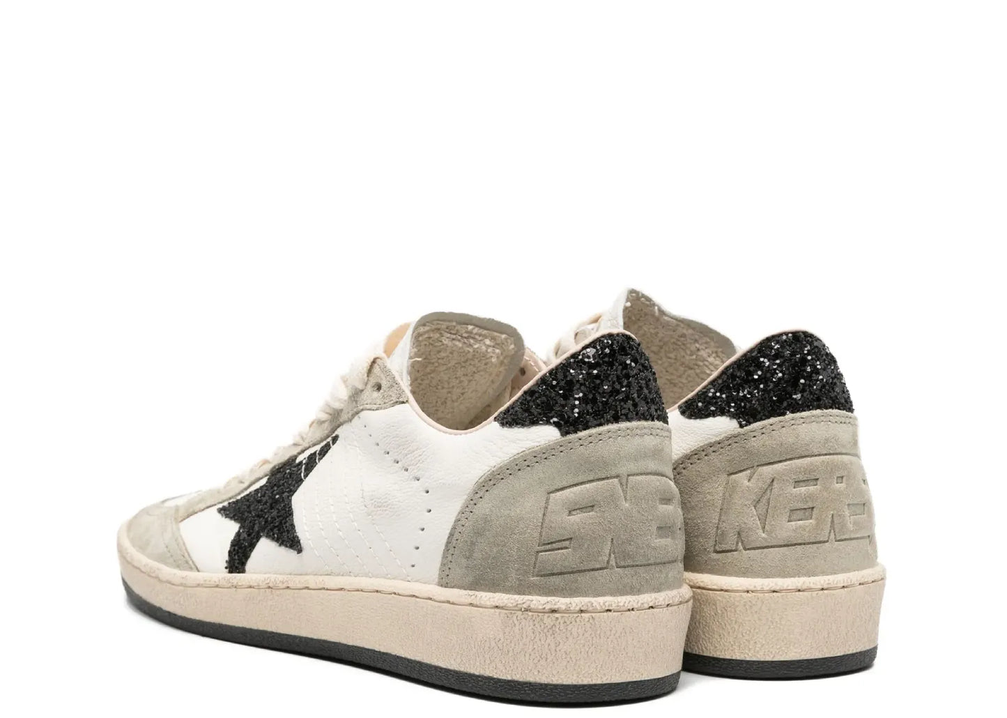 Ball-Star White Nappa Black Glitter Star Heel (W)