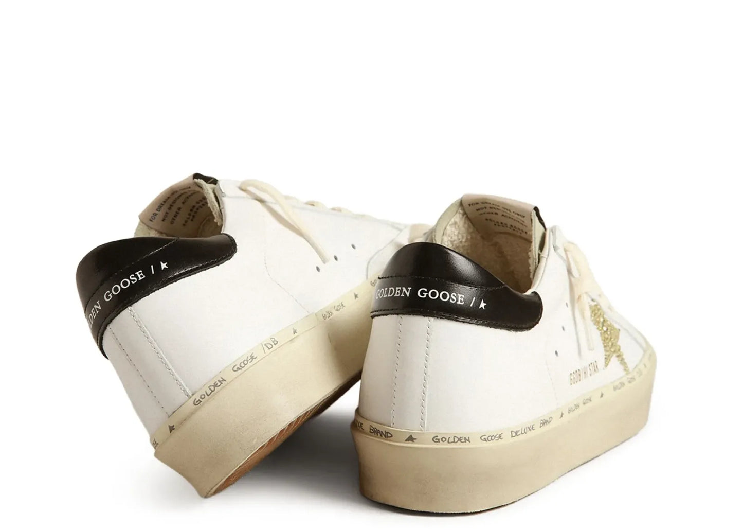 Hi-Star White Leather Gold Swarovski Star Black Heel (W)
