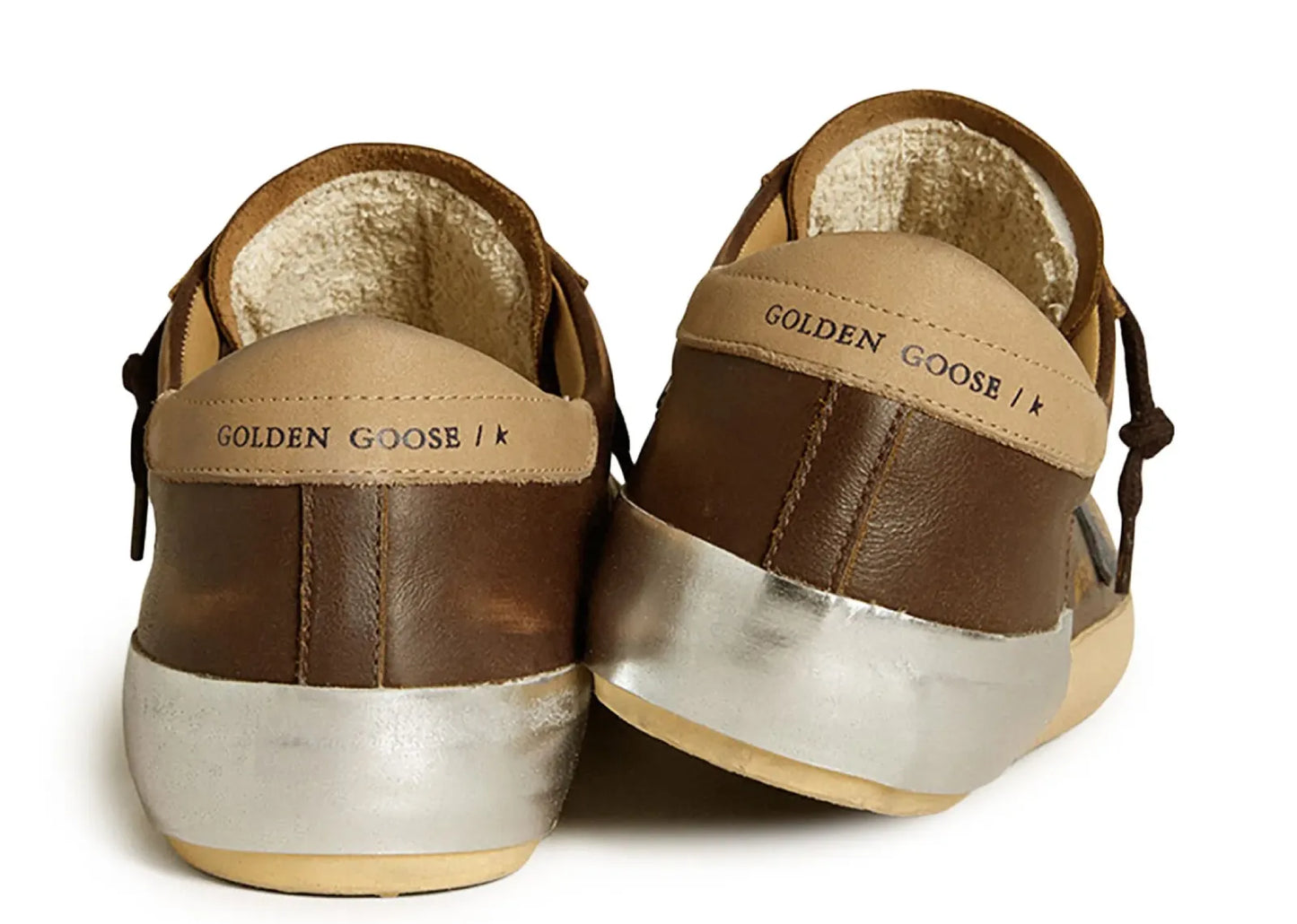 Super-Star Brown Leather Blue Star Beige Heel