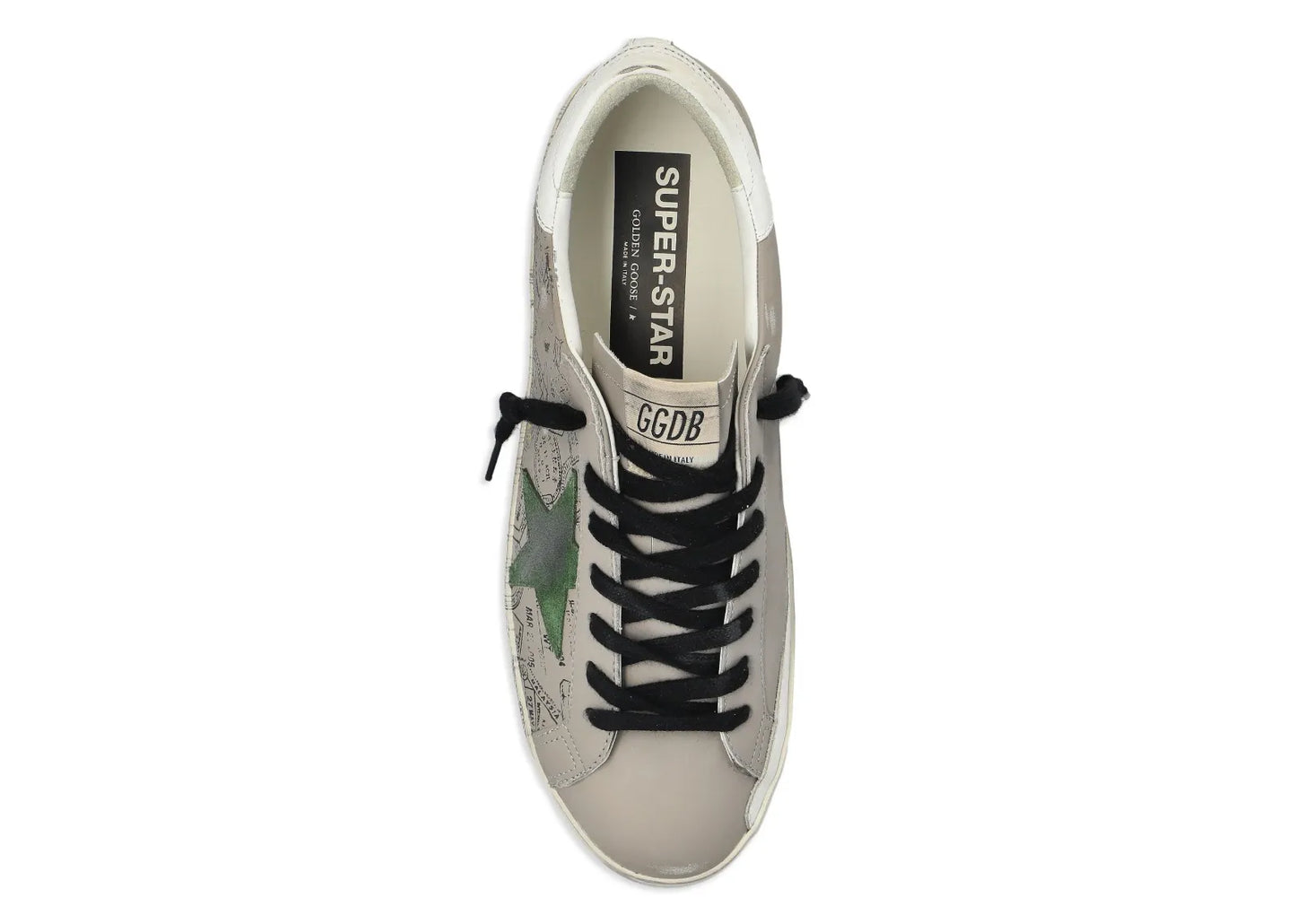 Super-Star Gray Leather Green Star Printed Distressed