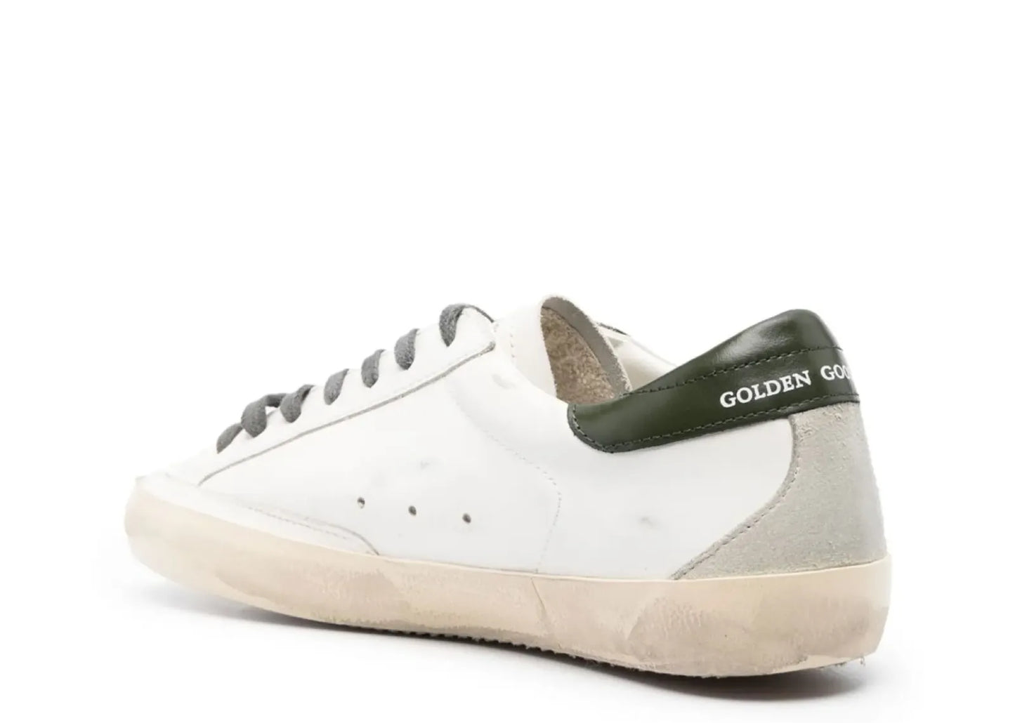 Super-Star White Leather Red Suede Star Green Heel