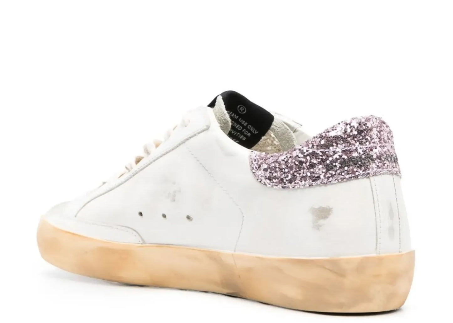 Super-Star White Leather Tan Star Pink Glitter Heel (W)
