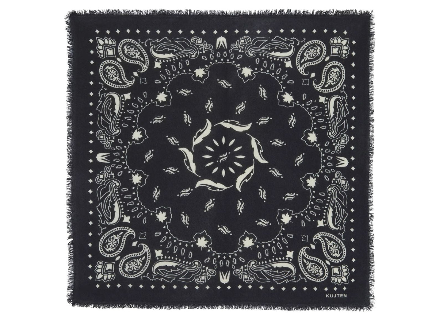 Large Bandana Hachiko Feather Black White