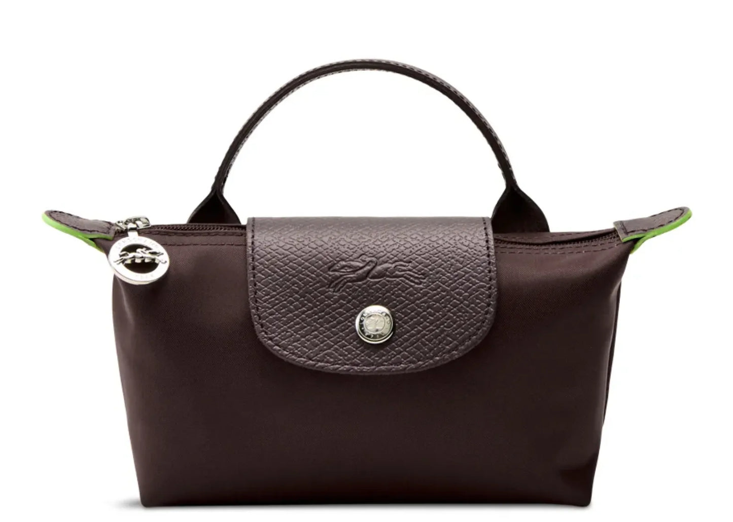 Le Pliage Green Pouch with handle Mocha