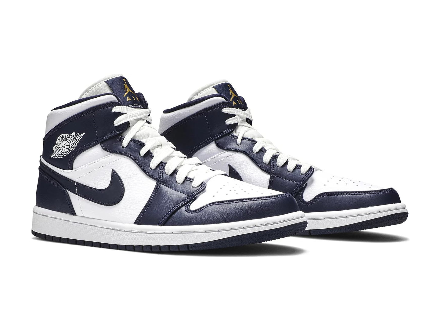 Air Jordan 1 Mid White Metallic Gold Obsidian