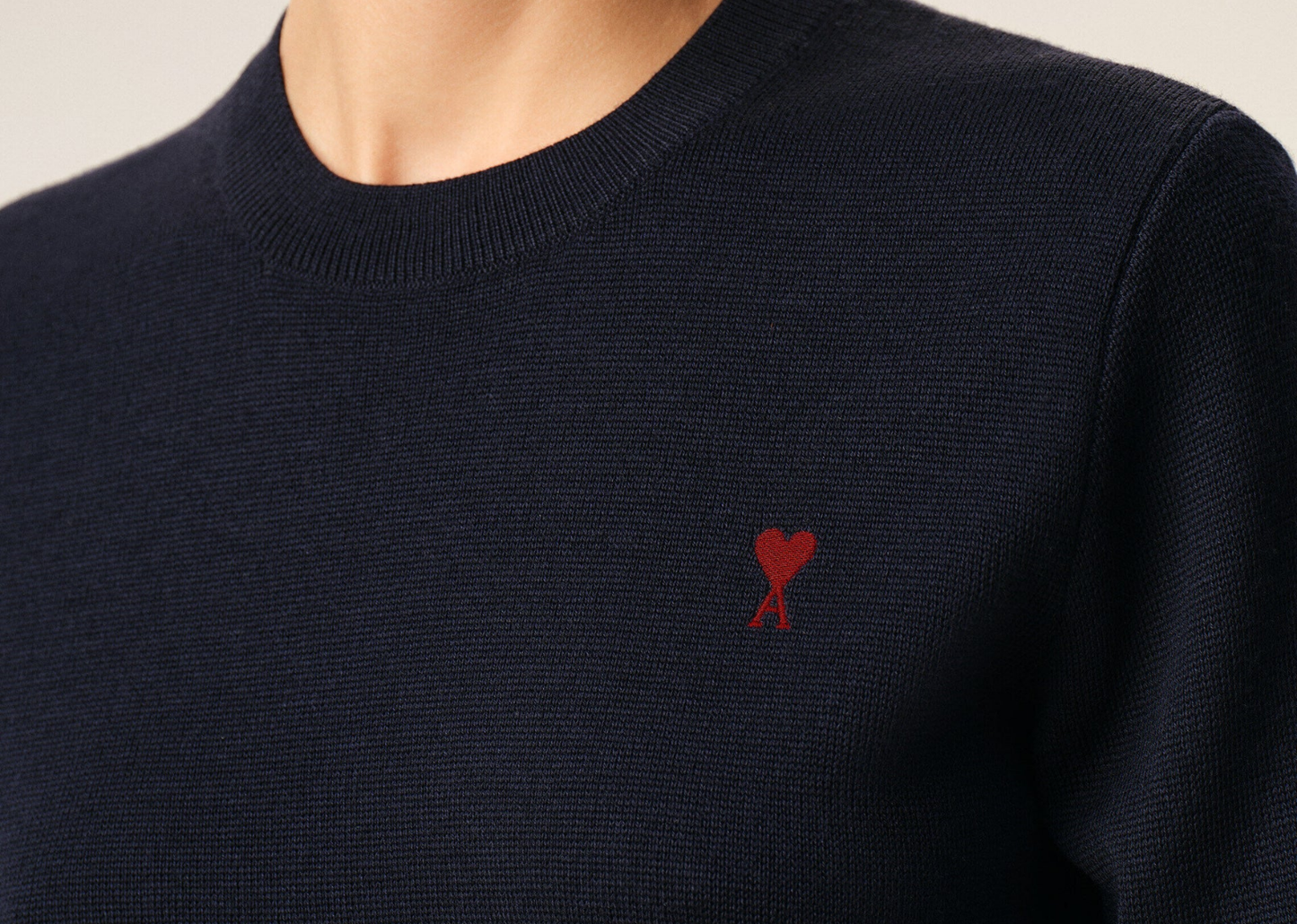 Ami De Coeur Contrasted Crewneck Wool Sweater Blue