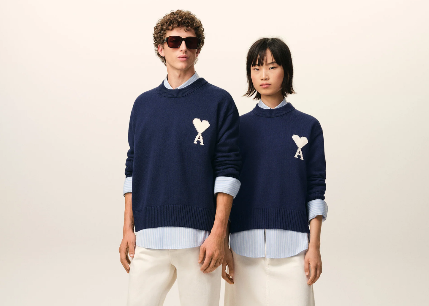 Ami De Coeur Crewneck Sweater Blue White
