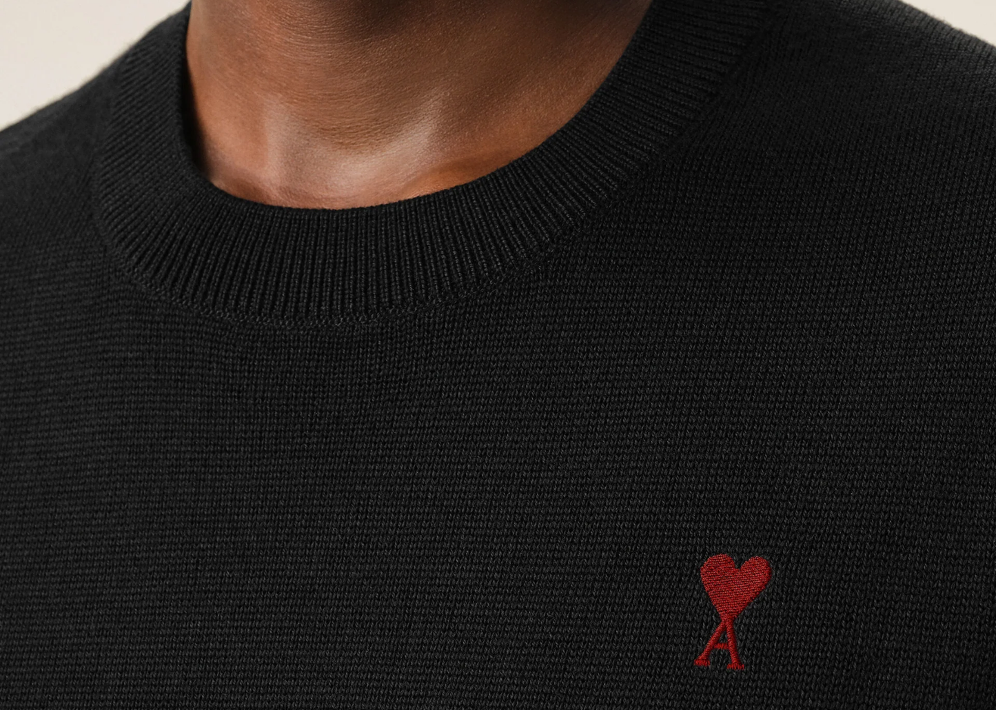Ami De Coeur Crewneck Wool Sweater Black
