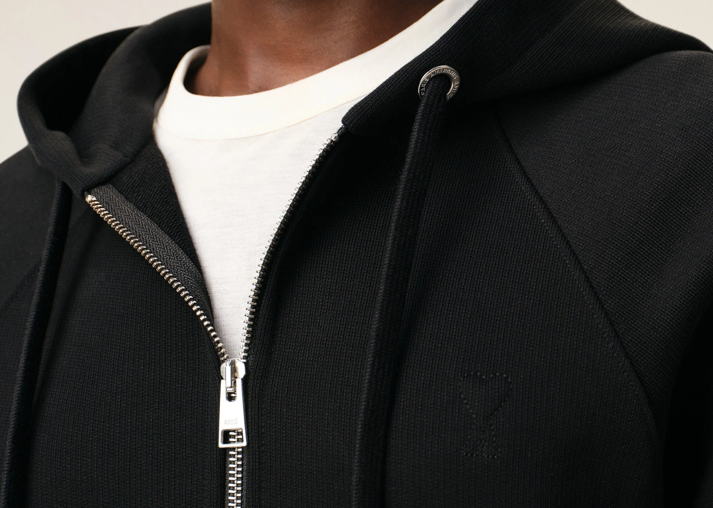 Ami De Coeur Zipped Hoodie Cotton Black