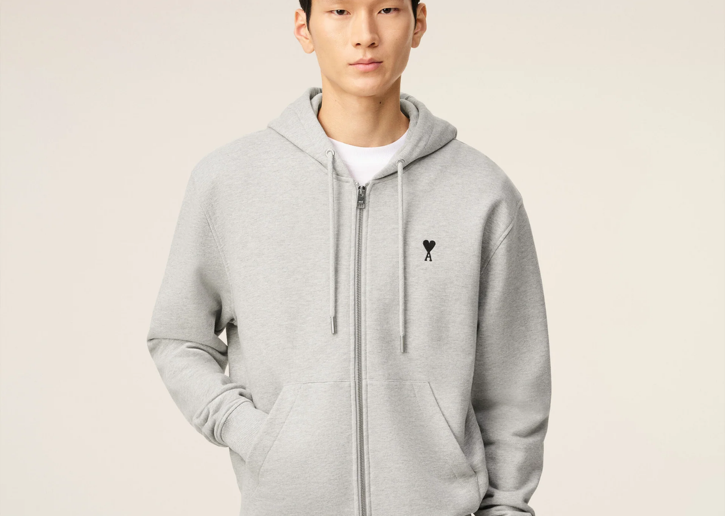 Ami De Coeur Zipped Hoodie Grey