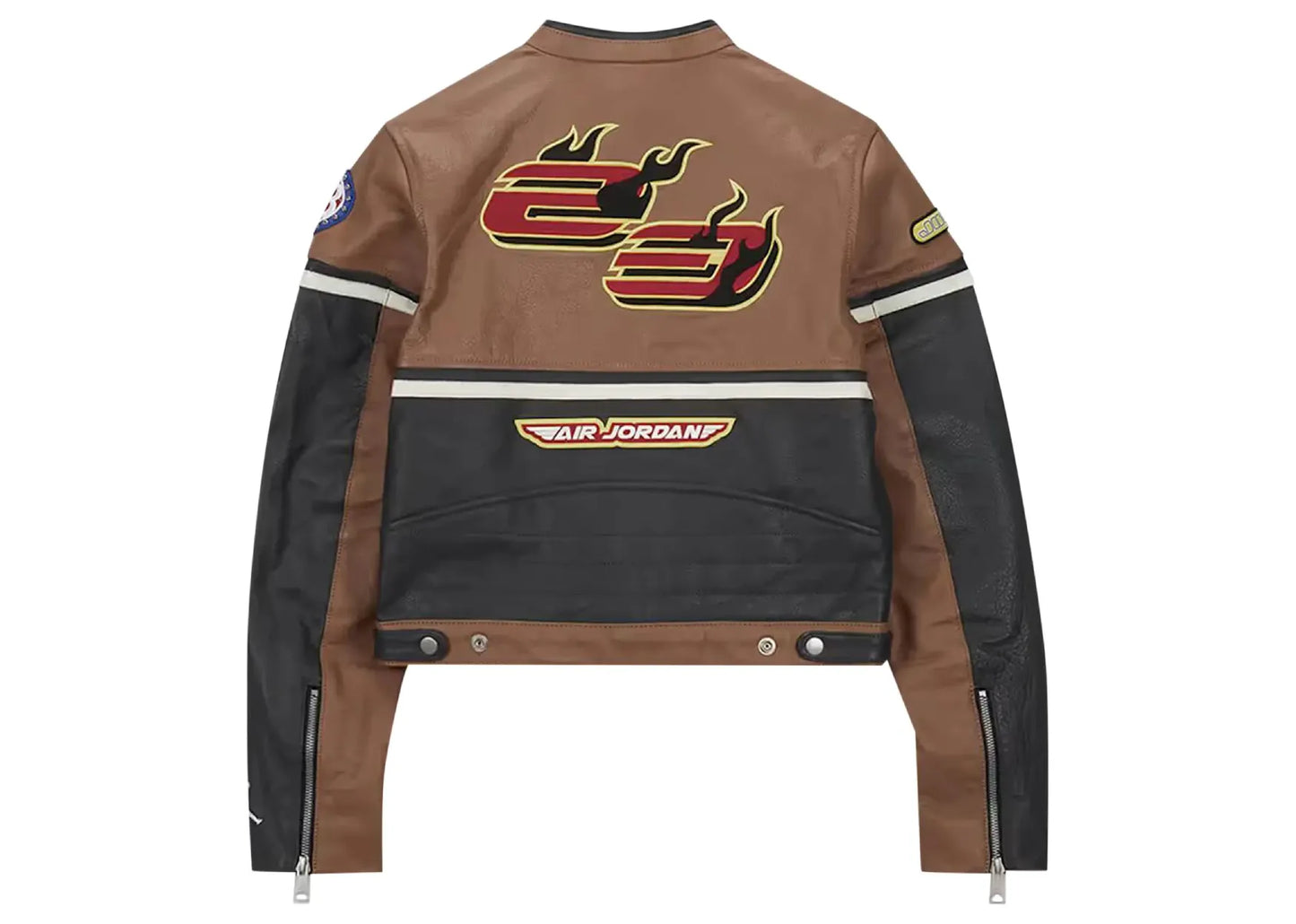 Air Jordan x Travis Scott Cactus Jack Womens Leather Jacket Archaeo Brown