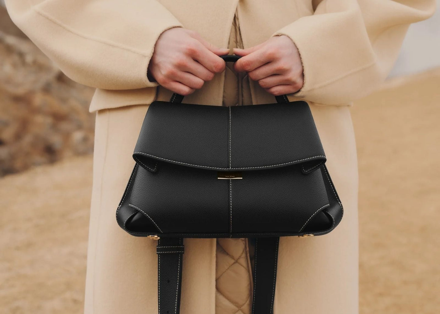 Mokki Edition Textured Black with Ecru Stitching