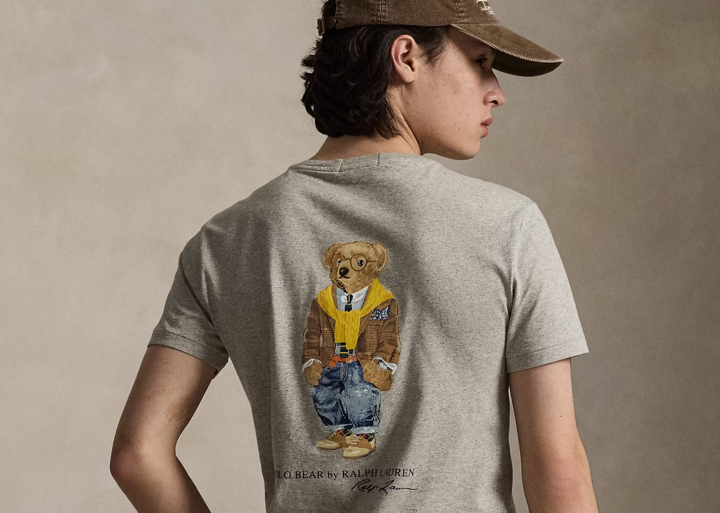 Custom Slim Fit Polo Bear Jersey T-Shirt Heather Heritage Bear