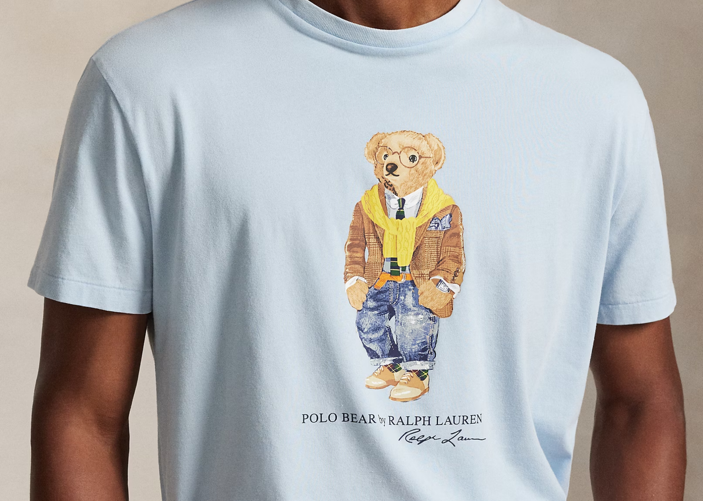 Custom Slim Fit Polo Bear T-Shirt Blue Heritage Bear