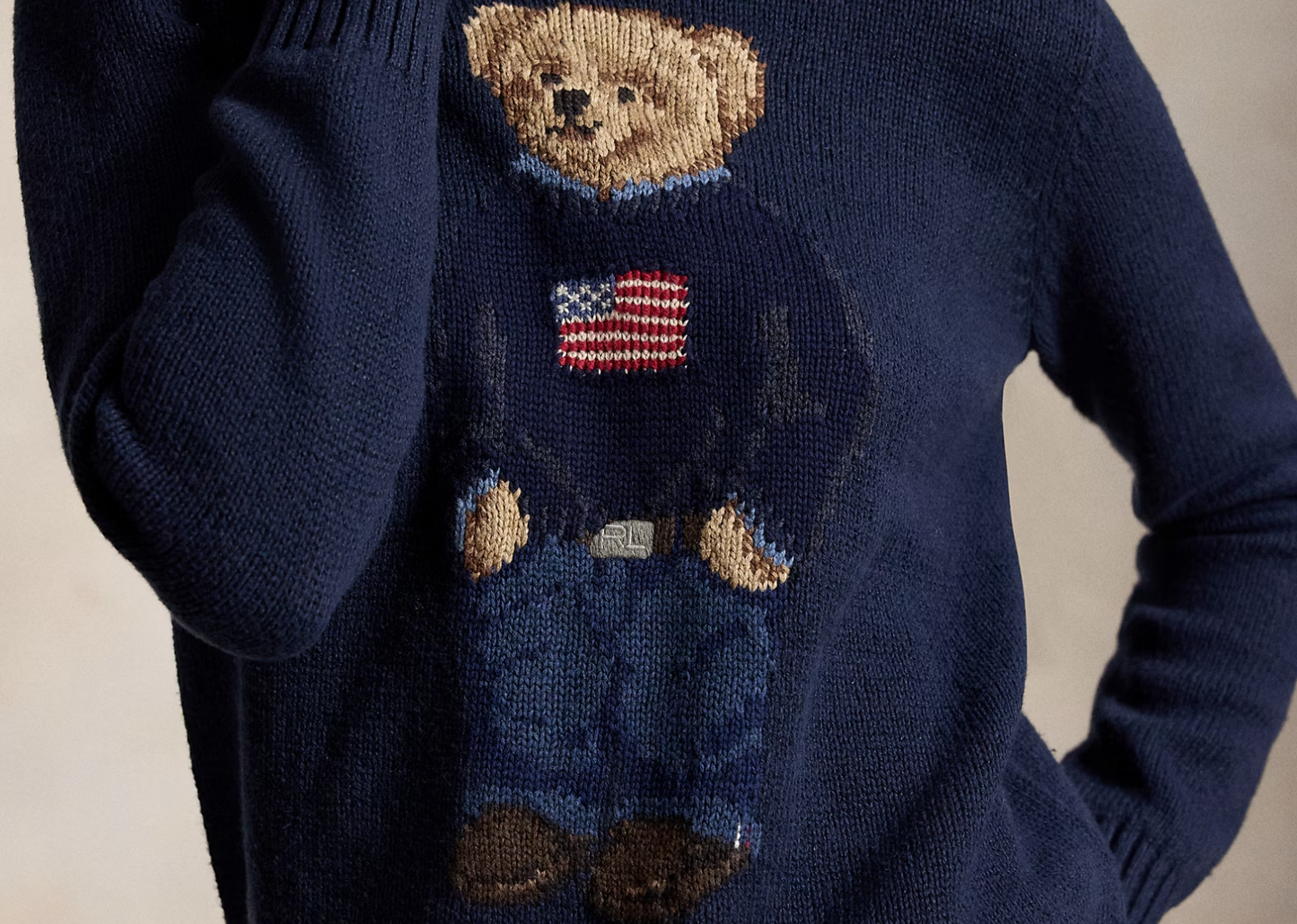 Polo Bear Cotton Linen Jumper Navy Multi