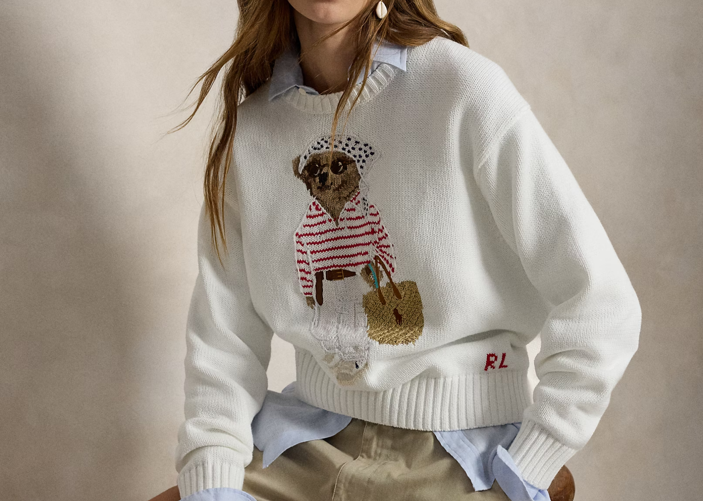 Polo Bear Crewneck Jumper White Multi