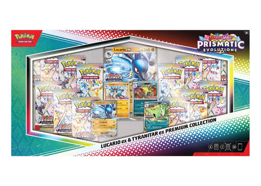 2025 Pokémon Scarlet & Violet Prismatic Evolutions Lucario ex & Tyranitar ex Premium Collection (Sam's Club Exclusive)