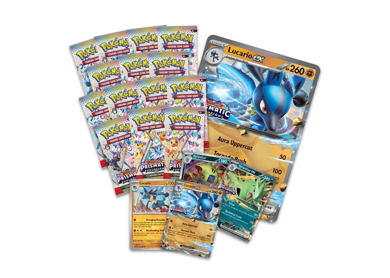 2025 Pokémon Scarlet & Violet Prismatic Evolutions Lucario ex & Tyranitar ex Premium Collection (Sam's Club Exclusive)
