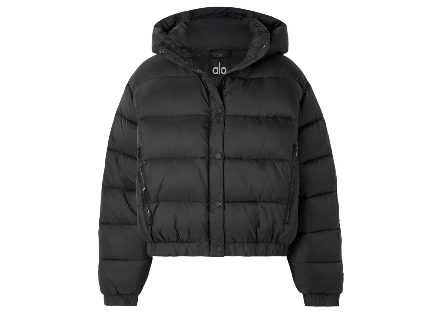 Aspen Love Hooded Quilted Padded Ripstop Jacket Black