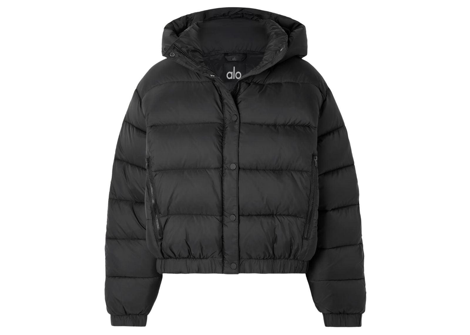 Aspen Love Hooded Quilted Padded Ripstop Jacket Black