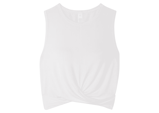 Cover Cropped Draped Jersey Tank White