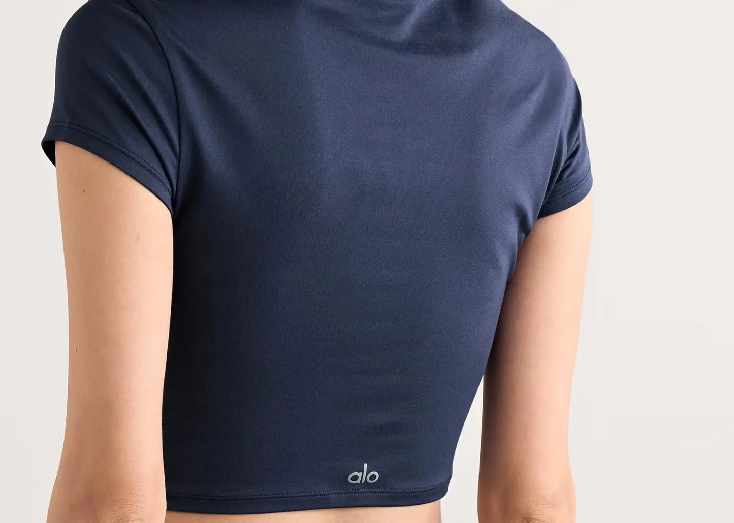Finesse Cropped Alosoft Jersey Top Navy