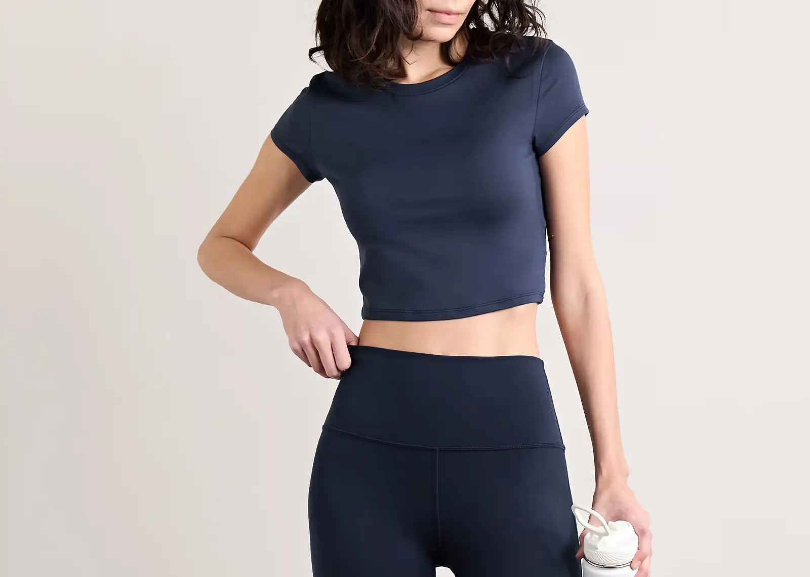 Finesse Cropped Alosoft Jersey Top Navy