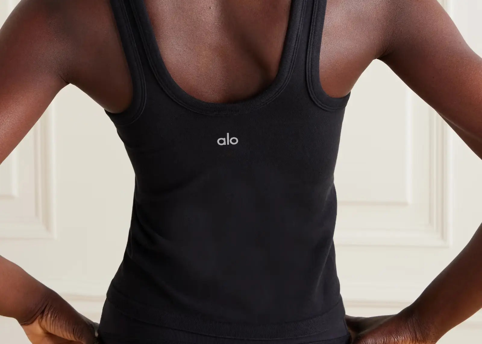 Seamless Cotton-Blend Tank Top Black