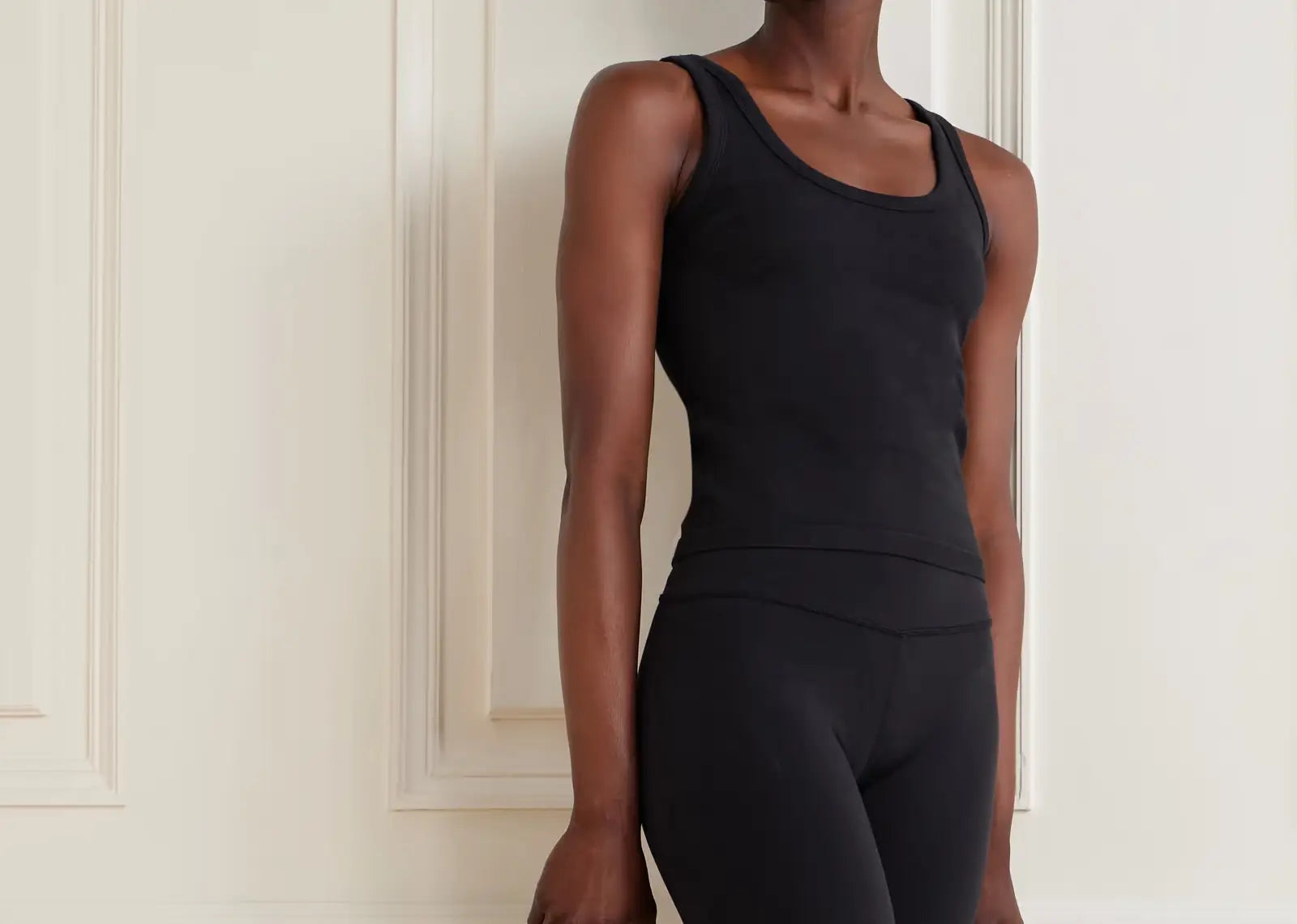 Seamless Cotton-Blend Tank Top Black