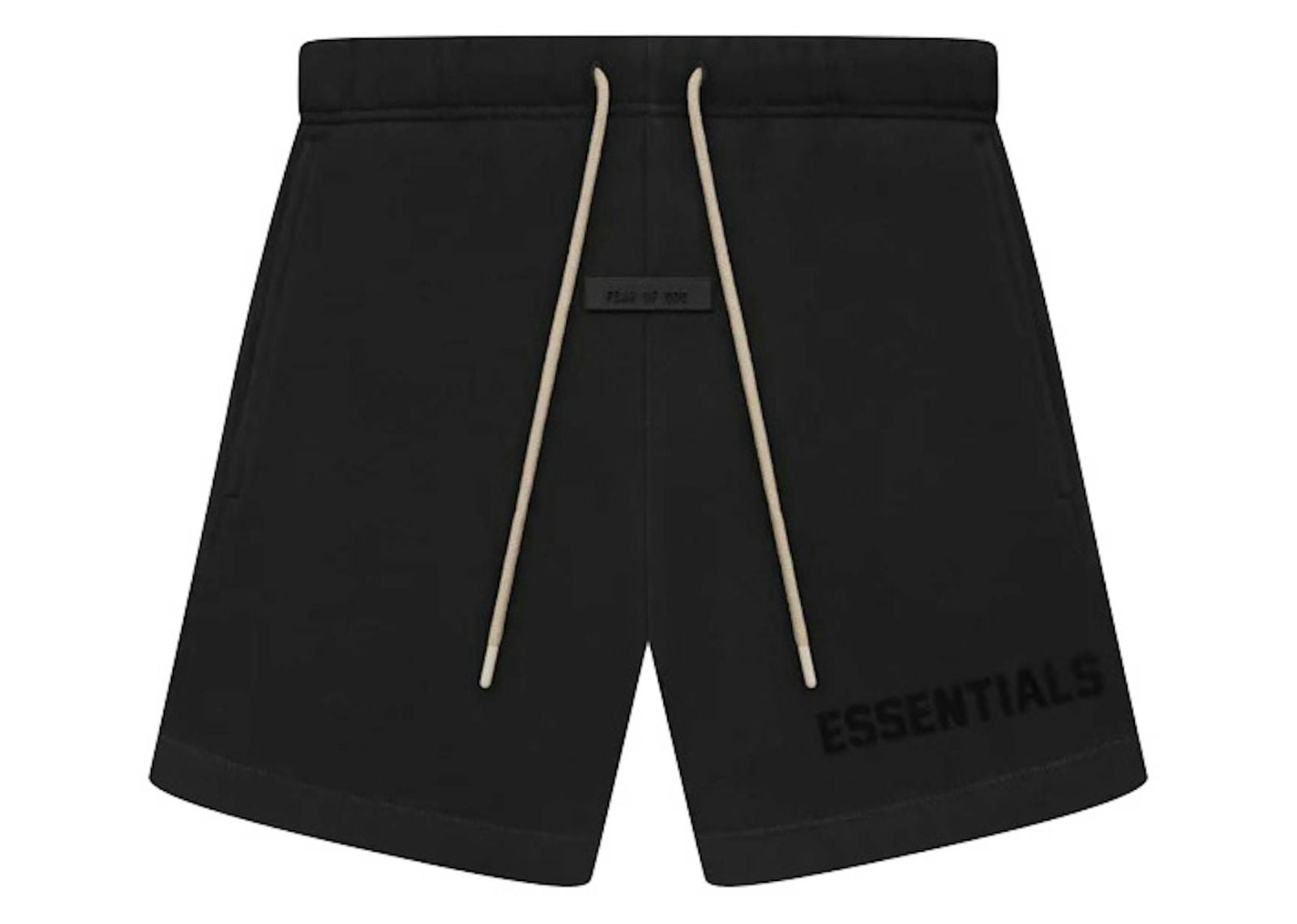 Essentials Cream Drawstring Sweatshort Jet Black