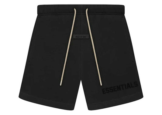 Essentials Cream Drawstring Sweatshort Jet Black