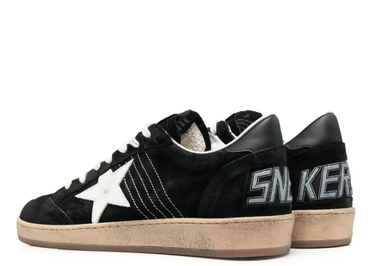 Ball-Star Black Suede Distressed