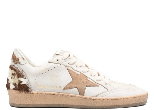 Ball-Star Dirty White Leather Coffee Suede Star Animal Heel Platform (W)