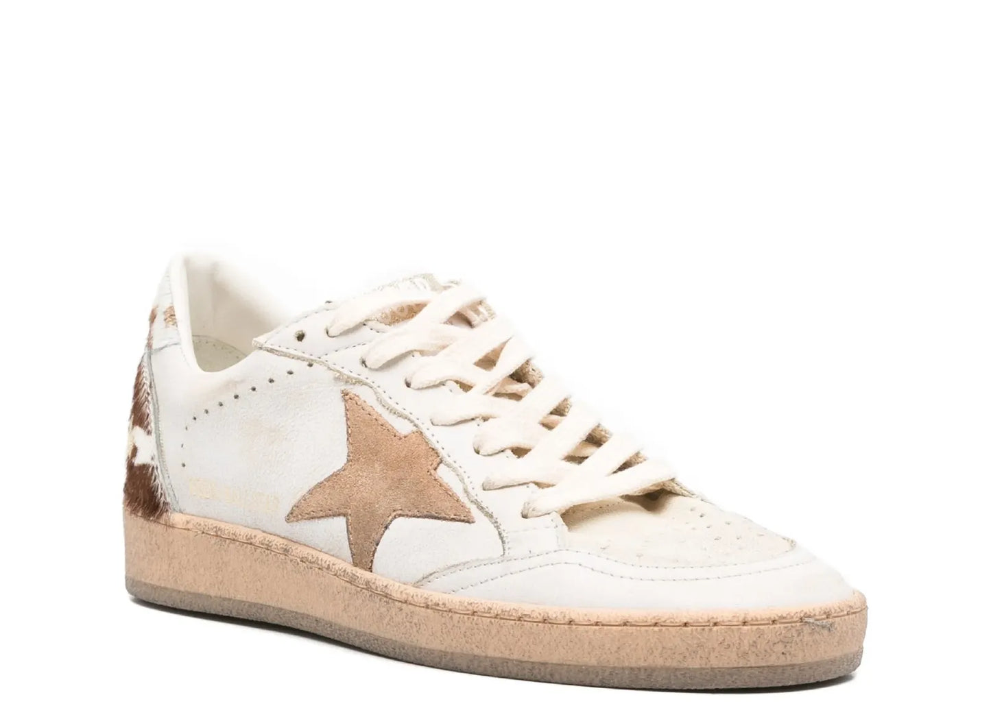 Ball-Star Dirty White Leather Coffee Suede Star Animal Heel Platform (W)