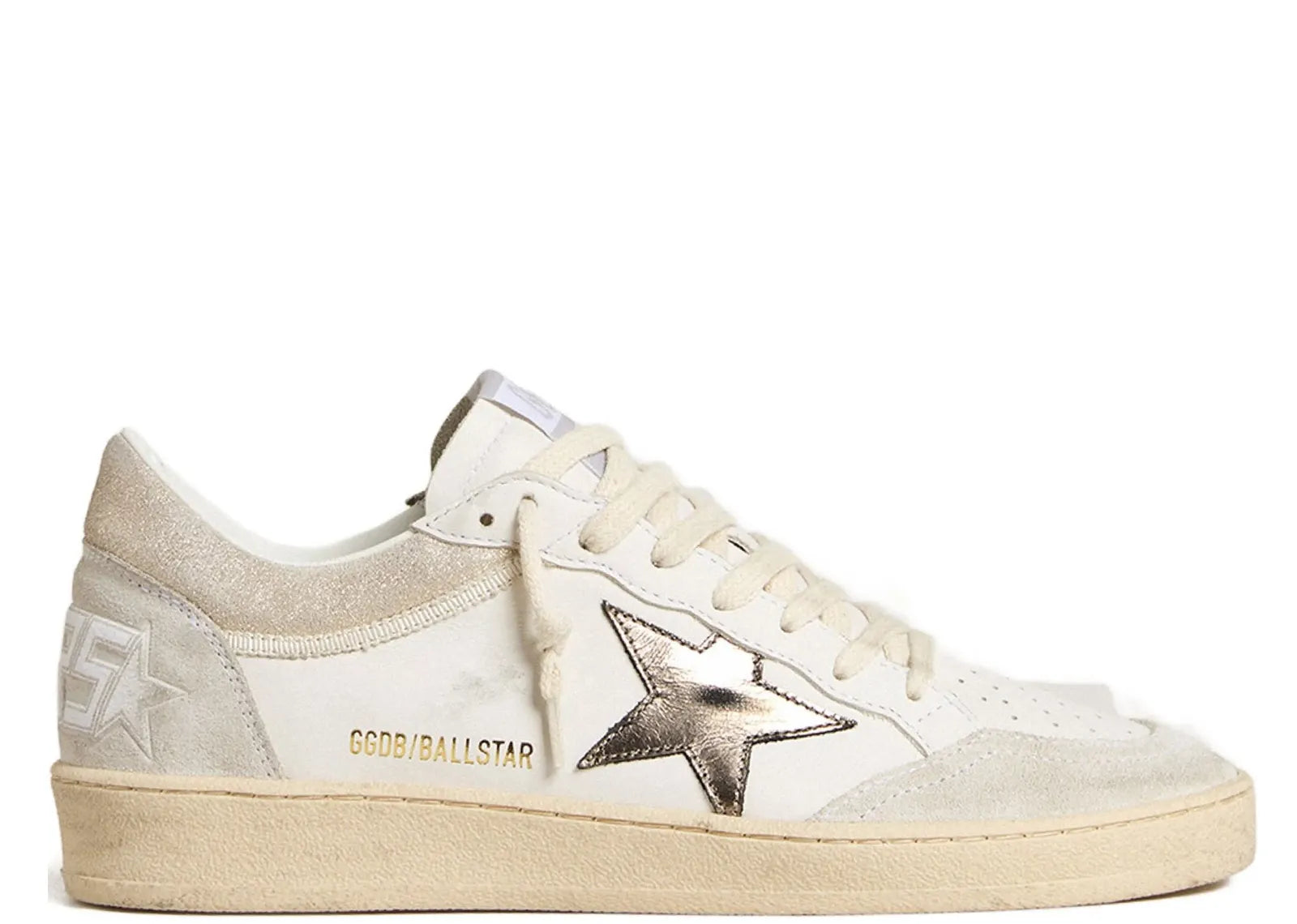 Ball-Star White Leather Metallic Star Glossy Heel (W)
