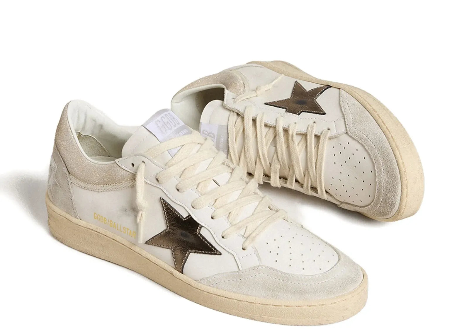 Ball-Star White Leather Metallic Star Glossy Heel (W)