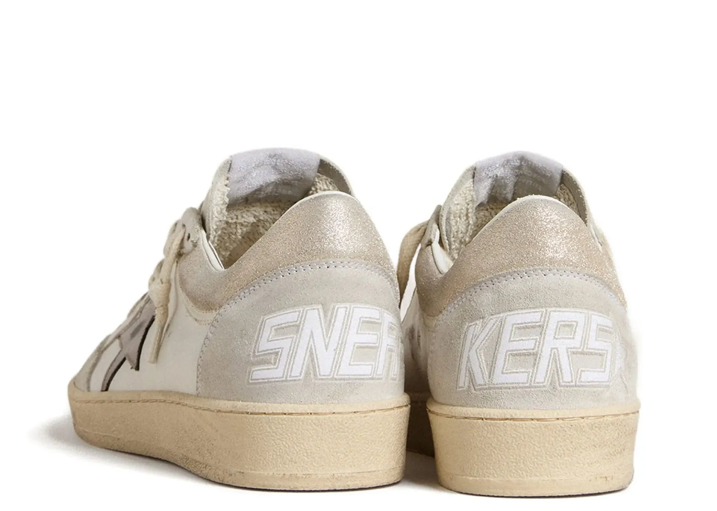 Ball-Star White Leather Metallic Star Glossy Heel (W)