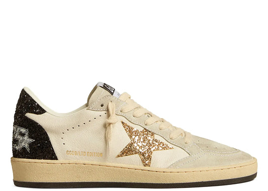 Ball-Star White Nappa Gold Glitter Star Black Glitter Heel (W)