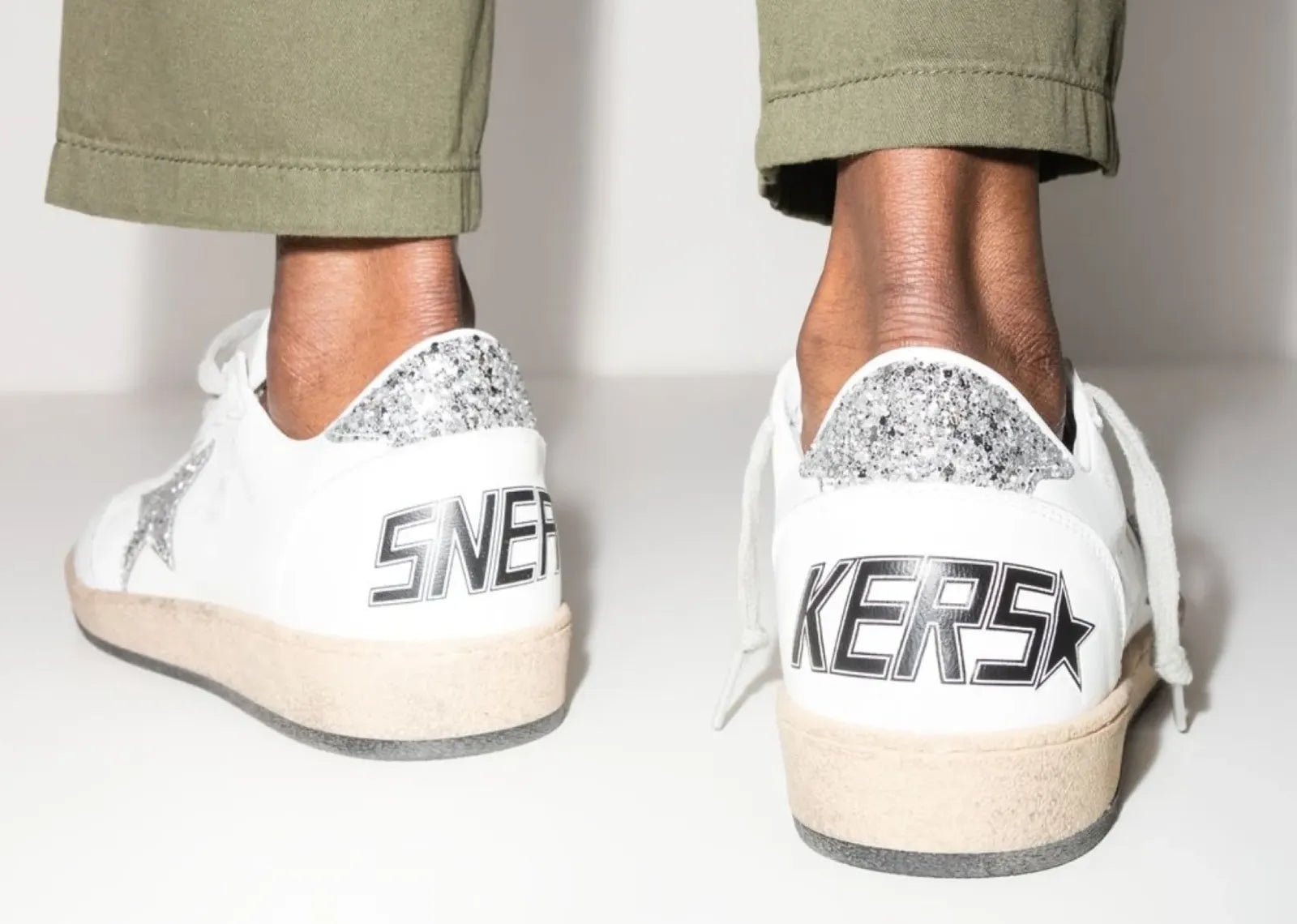 Ball-Star White Nappa Silver Glitter Star Heel (W)
