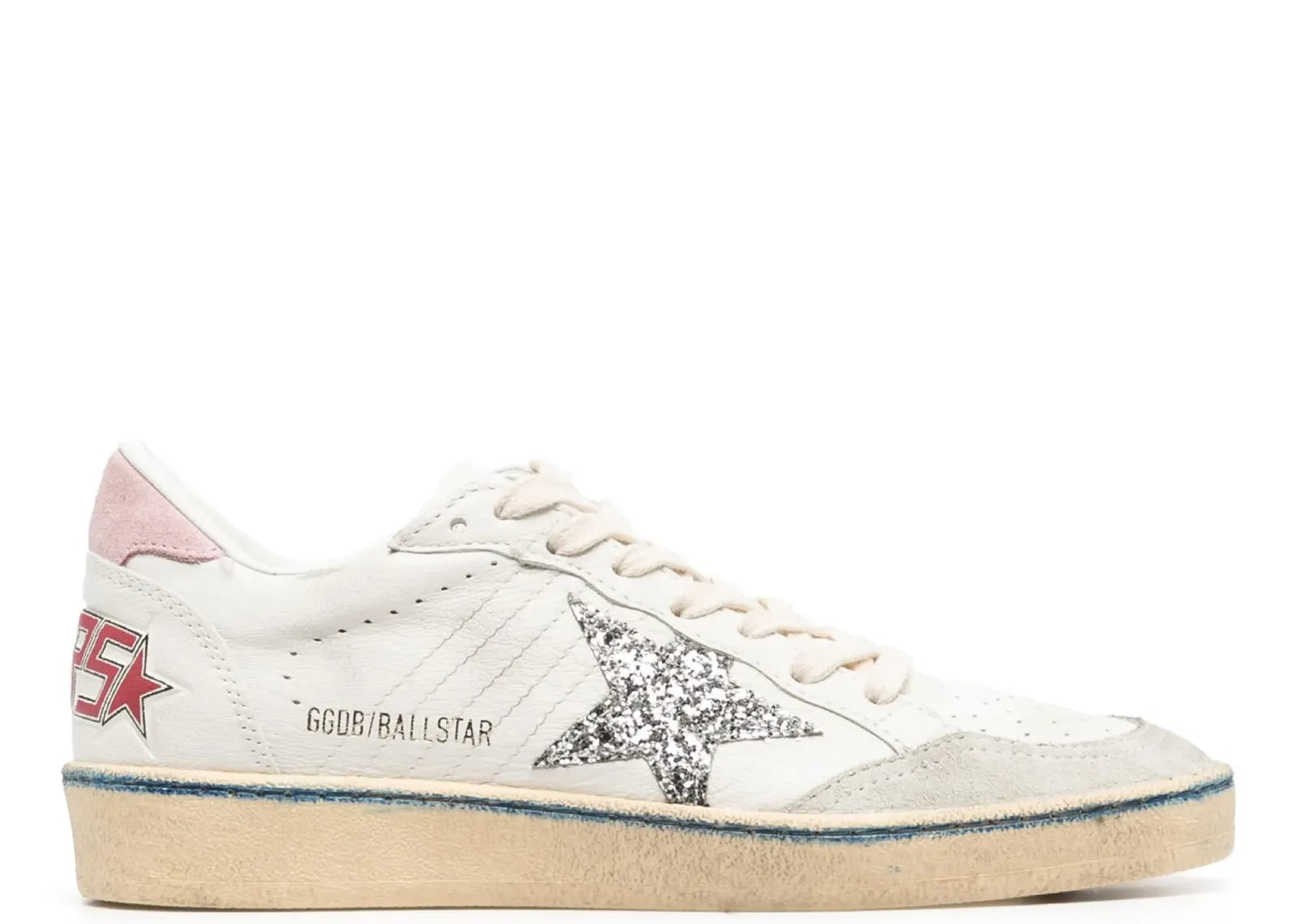 Ball-Star White Nappa Silver Glitter Star Pink Heel Blue Stripe (W)