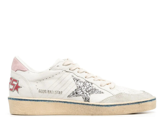 Ball-Star White Nappa Silver Glitter Star Pink Heel Blue Stripe (W)