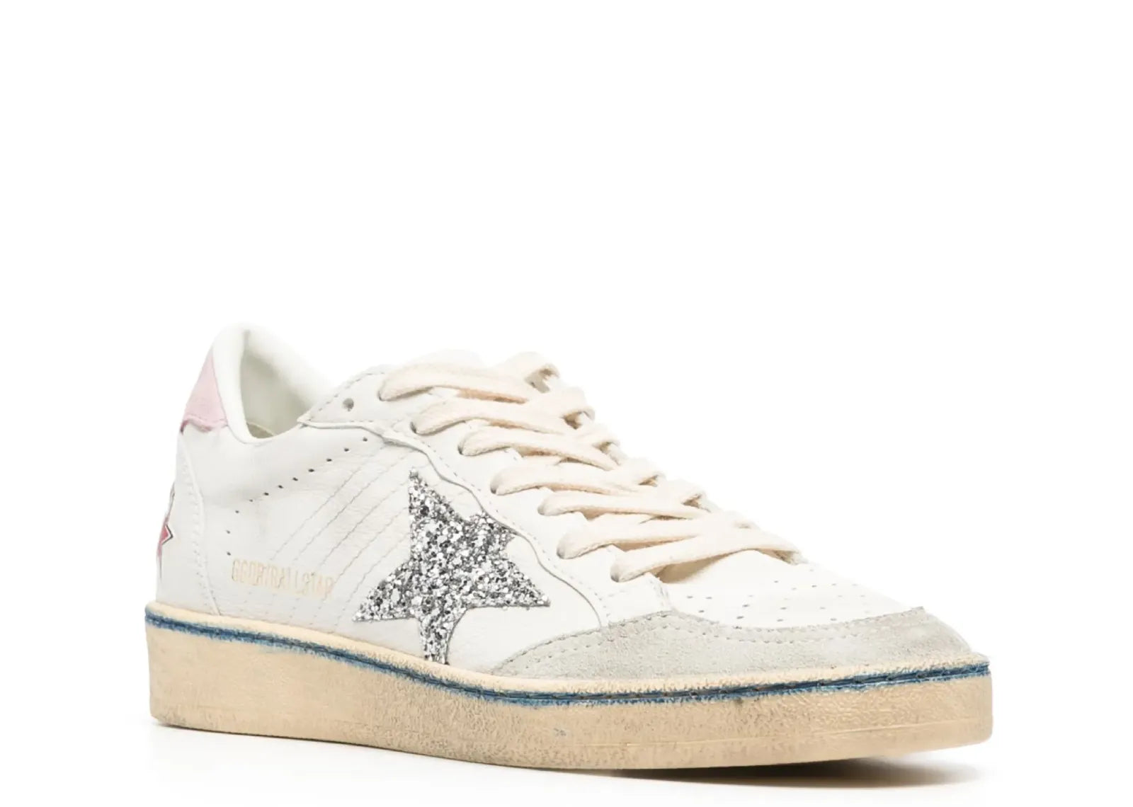 Ball-Star White Nappa Silver Glitter Star Pink Heel Blue Stripe (W)