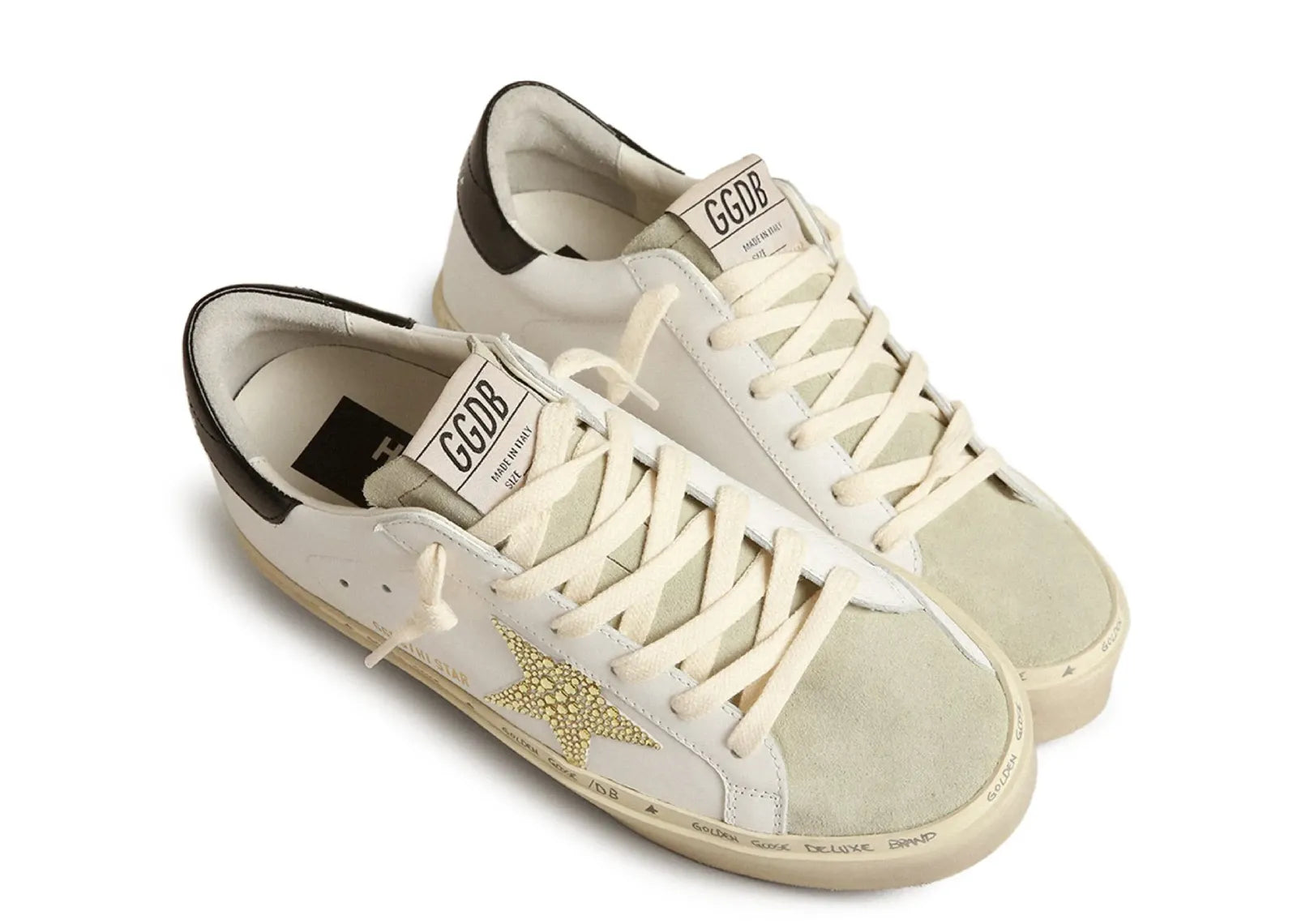 Hi-Star White Leather Gold Swarovski Star Black Heel (W)