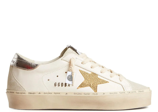Hi-Star White Leather Gold Swarovski Star Silver Heel (W)