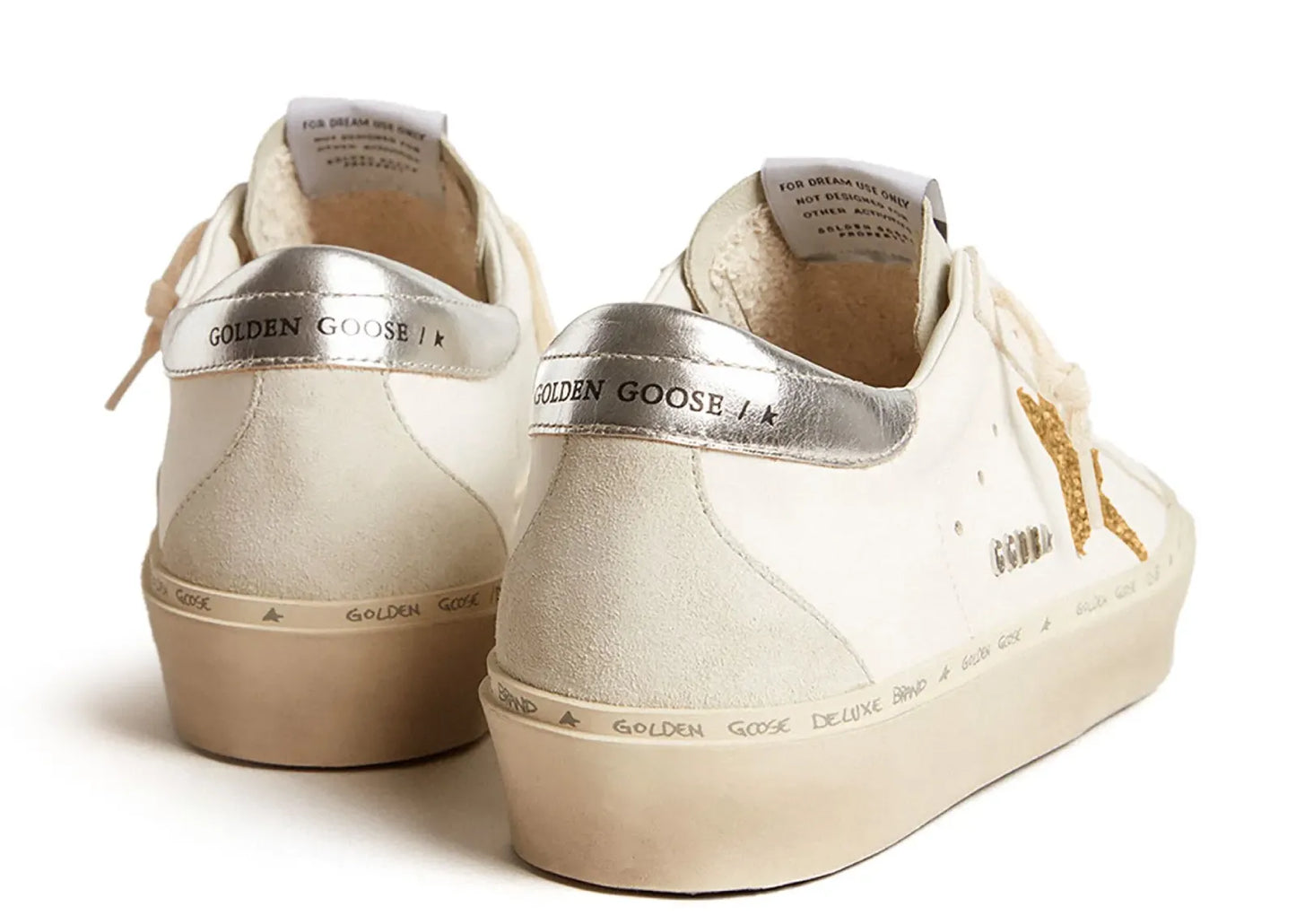 Hi-Star White Leather Gold Swarovski Star Silver Heel (W)