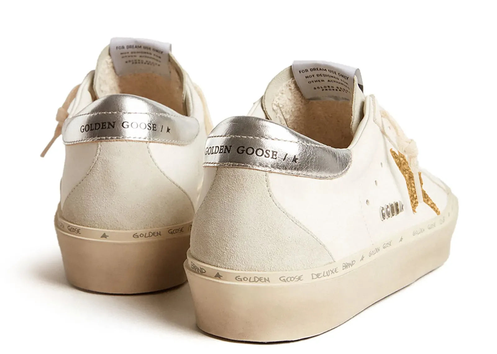 Hi-Star White Leather Gold Swarovski Star Silver Heel (W)