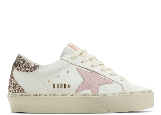 Hi-Star White Leather Pink Suede Star Glitter Heel (W)