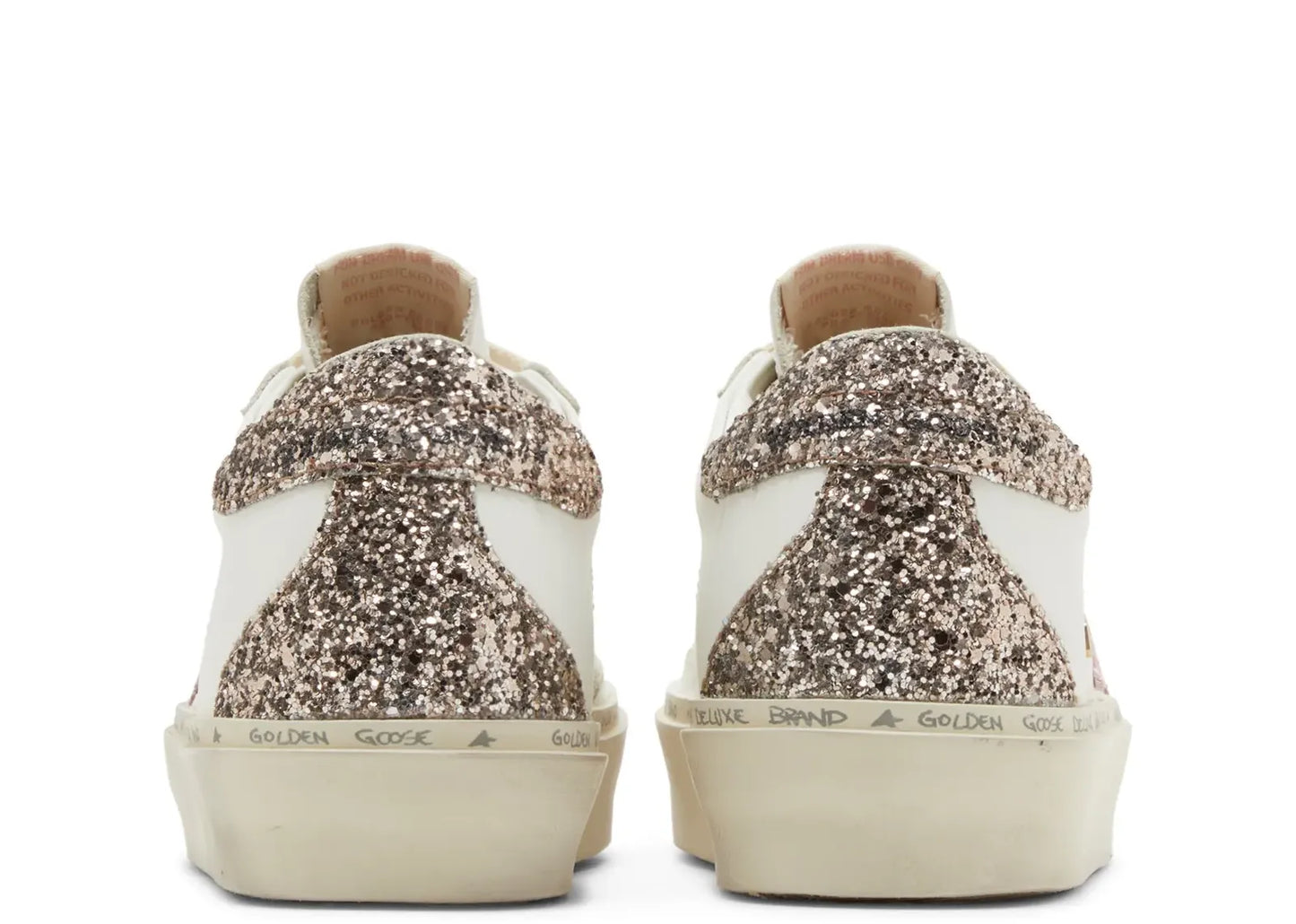 Hi-Star White Leather Pink Suede Star Glitter Heel (W)